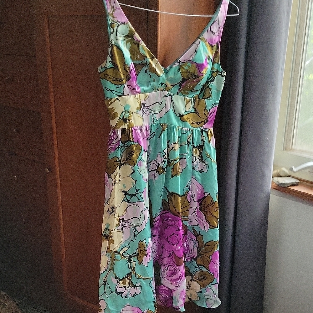 Adrianna Papell Floral V-Neck Mini Dress - Multicolor